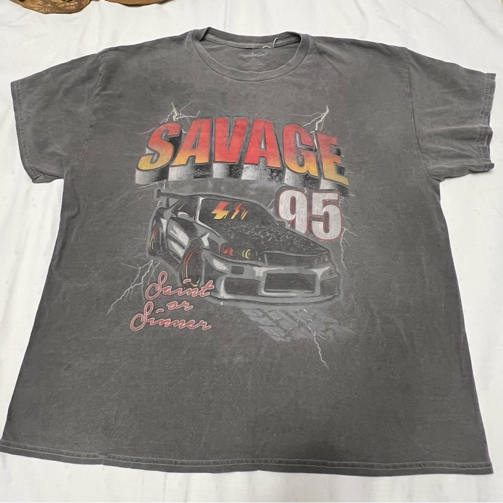 Popular Girl T-Shirt Mens Size XL  / Medium Savage 95 Saint or Sinner distressed